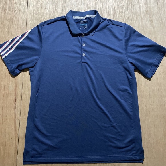 Adidas Climacool Polo Shirt Mens Large Blue Moisture Wick‎ Golf - Picture 1 of 8